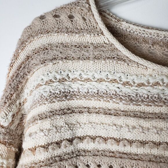 Anthropologie Little Yellow Bird Metallic Striped Knit Sweater - Picture 4 of 8